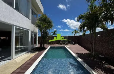 Casa de luxo à venda alphaville litoral norte 3, 377m², 4 suítes com closet, piscina, hidro, eco sauna, automação, energia solar. alto padrão!