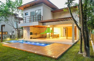Fazenda praia do forte, casa nova alto padrão à venda em açu da torre, 220m², 4 suítes, piscina hidromassagem. espaço gourmet. conforto e sofisticação