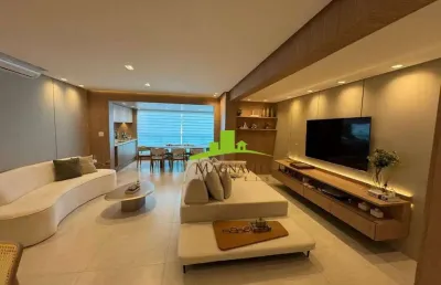 Mansão reserva real. apartamento alto padrão à venda em alphaville 1, 140m², 3 suítes, sala ampliada, varanda gourmet integrada, finamente decorado!