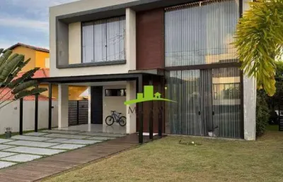 Alphaville litoral norte 3 casa alto padrão à venda 4 suítes, 280m², fino acabamento, energia solar, armários todeschini, espaço gourmet. spa na suíte