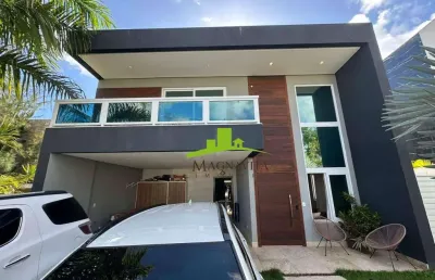 Alphaville ii. casa alto padrão à venda, 668m², 5 suítes, piscina com borda infinita, academia privativa, área gourmet, 7 vagas de garagem, segurança