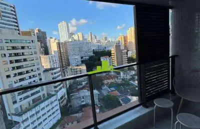 Zn barra. studio moderno à venda, 22m², varanda, nascente, mobiliado, vista livre, infraestrutura rooftop. alto padrão. próximo farol da barra