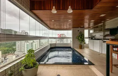 Apartamento exclusivo com piscina na sacada e 4 suítes na baixada santista