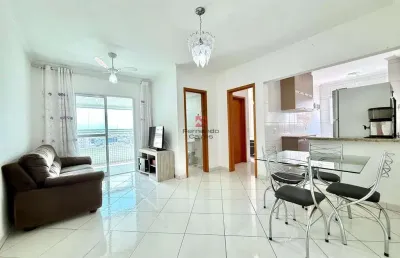 Apartamento mobiliado 1 suíte com sacada gourmet em praia grande/sp