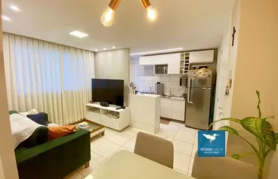 Apartamento totalmente projetado ao lado do shopping eusébio, 42m2, 02 quartos, 01 suíte reversível, condomínio novo com lazer completo