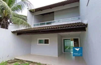 Casa duplex / sobrado com amplo terreno na região central do eusébio, amplo recuo frontal, 163m2, 03 suítes, master com varanda, cozinha com armários, 04 ou mais vagas