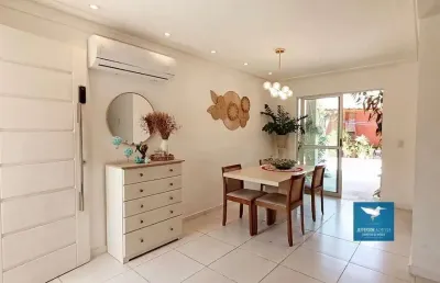 Casa duplex no centro de eusébio em condomínio fechado com lazer completo, 03 quartos, 111m2, suíte master com closet, deck privativo, amplo quintal, 02 vagas
