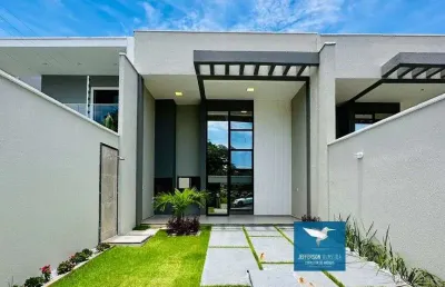 Lançamento! casa plana próximo a avenida maestro lisboa no bairro lagoa redonda, varanda gourmet, 03 suítes, sala com pé direito duplo, cozinha americana, 02 vagas