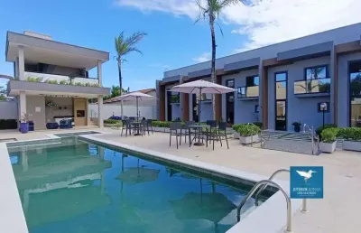 Casa nova com varanda gourmet em condomínio no eusébio, ótima localização próximo a fortaleza, 101m2, 03 quartos, varanda gourmet com churrasqueira e chuveirão, cozinha integrada e com armários, 02 va