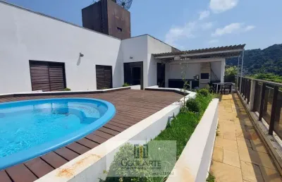 Cobertura penthouse, 5 dormitórios sendo 1 suíte, área gourmet com piscina, na praia da enseada - guarujásp.