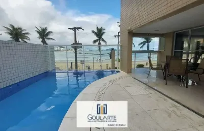 Apartamento alto padrão, sacada vista lateral mar, 3 dormitórios sendo 1 suíte, lazer completo no condomínio frente mar, astúrias - guarujá/sp.