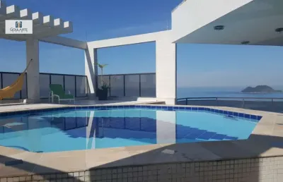 Cobertura duplex vista total para o oceano na praia das astúrias no guarujá/sp