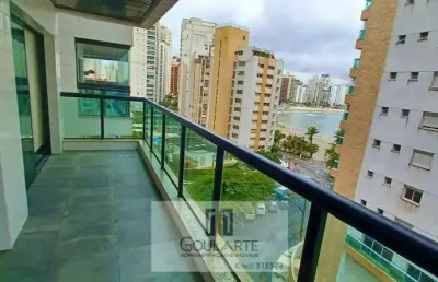 Apartamento alto padrão com 3 dormitórios sendo 1 suíte + dormitório de serviço, lazer no condomínio e vista lateral do mar na praia da pitangueiras-guarujá/sp.
