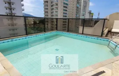Cobertura duplex com 3 suítes climatizadas, piscina e churrasqueira, lado praia na enseada-guarujá/sp.