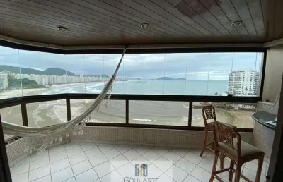 Apartamento alto padrão frente mar,3 suítes climatizadas vista mar, lazer no condomínio - astúrias - guarujá/sp.