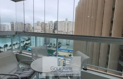Apartamento alto padrão com sacada envidraçada vista parcial mar, 2 dormitórios sendo 1 suíte, lazer no condomínio - astúrias-guarujá/sp.
