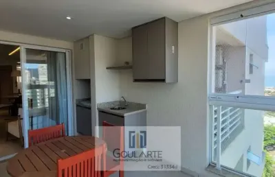 Apartamento com vista mar e sacada gourmet,2 dormitórios, condomínio clube, lado praia da enseada-guarujá/sp.