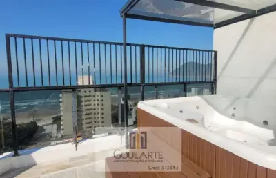 Cobertura duplex, 3 dormitórios sendo 1 suíte, área gourmet com jacuzzi e churrasqueira - tombo -guarujá/sp.