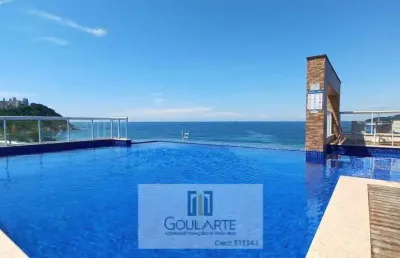 Apartamento alto padrão com sacada gourmet, 3 suítes, lazer completo no condomínio, 'vista total mar' - tombo - guarujá/sp.