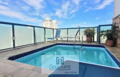 Cobertura duplex com 4 dormitórios climatizados sendo 1 suíte, terraço com área gourmet (churrasqueira/piscina) - pitangueiras/guarujá-sp.