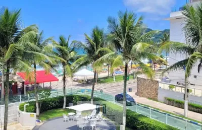Apartamento alto padrão frente mar, 2 suítes, vista mar na praia do tombo - guarujá/sp.