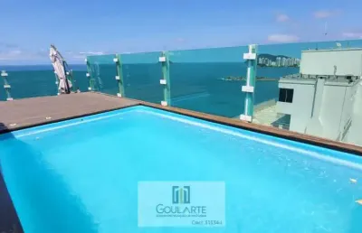 Cobertura penthouse com 3 suítes climatizadas, piscina privativa com vista mar, churrasqueira e sauna - pitangueiras - guarujá/sp.