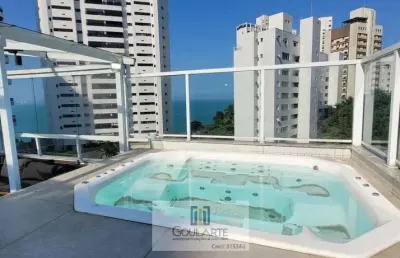 Cobertura penthouse com 4 suítes climatizadas, hidromassagem com vista mar, lazer no condomínio - pitangueiras - guarujá/sp.