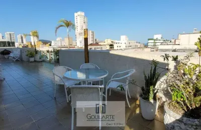 Cobertura penthouse, 4 suítes climatizadas e área gourmet, lado praia da enseada-guarujá/sp.