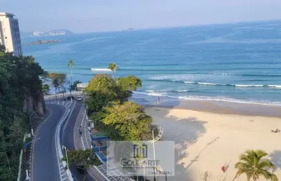 Apartamento alto padrão com 3 dormitórios sendo 2 suítes, sacada vista total do mar na praia da astúrias-guarujá/sp