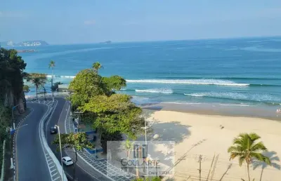 Apartamento alto padrão com 3 dormitórios sendo 2 suítes, sacada vista total do mar na praia da astúrias-guarujá/sp