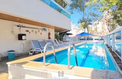 Apartamento alto padrão com sacada gourmet, 1  dormitório climatizado com acesso a sacada + 2 suítes climatizadas, lazer no condomínio na praia do tombo - guarujá/sp.