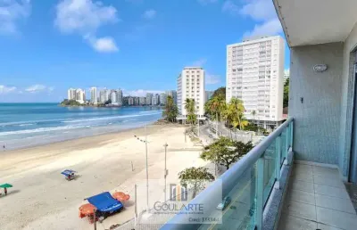 Apartamento alto padrão com acesso a sacada frente mar, 3 dormitórios sendo 1 dormitório de serviço na praia das pitangueiras - guarujá sp.