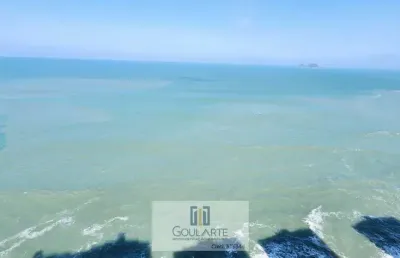 Apartamento alto padrão com sacada e vista total para o mar, 3 suítes sendo 2 climatizadas, lazer no condomínio, pitangueiras - guarujá/sp.