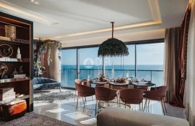 Magnífico showroom! pé na areia com 4 suítes!, meia praia, itapema - sc
