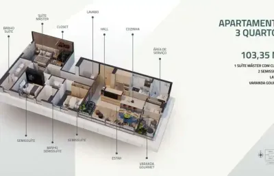 Apartamento à venda no iconic com 3 quartos e 103m²