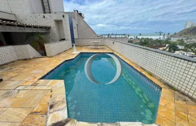 Cobertura com vista para o mar, 5 quartos, 5 vagas, piscina, espaço gourmet e sauna, à venda, 240 m² por r$ 1.300.000 - enseada - guarujá/sp