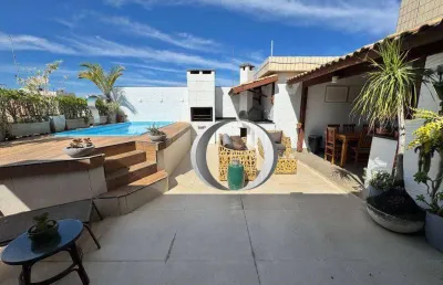 Cobertura penthouse com piscina e espaço gourmet, 3 quartos (sendo 1 suíte), 2 vagas à venda, 162 m² por r$ 800.000 - enseada - guarujá/sp