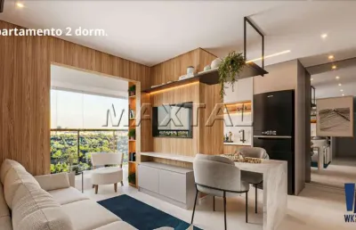 Apartamento com 42m², 2 quartos, 1 vaga de garagem, com piscina no terraço.