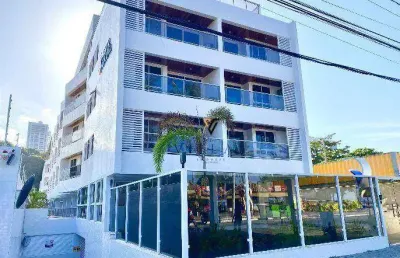 Flat à beira mar com 1 dormitório, sala para 2 ambientes com cozinha americana integrada à venda, 51 m² por r$ 700.000 - cabo branco - joão pessoa/pb