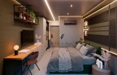 Flat a 100m da beira mar com 1 dormitório, sala e cozinha americana integradas, varanda à venda, 24 m² por r$ 457.777 - cabo branco - joão pessoa/pb