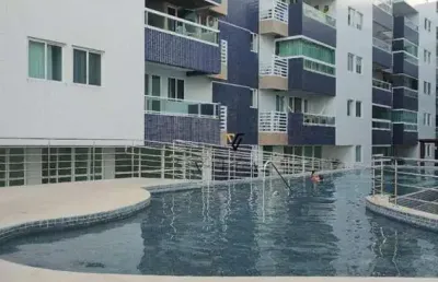 Apartamento pé na areia com 2 dormitórios, sala, cozinha americana e varanda à venda, 77 m² por r$ 950.000 - bessa - joão pessoa/pb