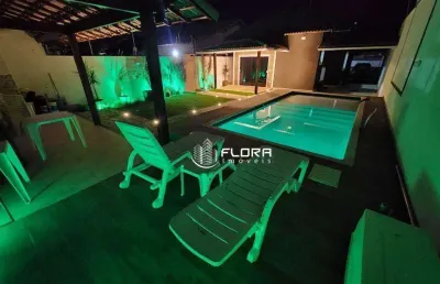 Casa a 200 metros da praia, 2 quartos sendo 1 suíte, com piscina e área gourmet,, à venda por r$ 650.000 - barroco (itaipuaçu) - maricá/rj