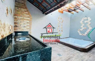 Casa no lado praia 3 dormitórios sendo 2 suítes com hidromassagem  à venda, 115 m² por r$ 830.000 - vilamar - praia grande/sp
