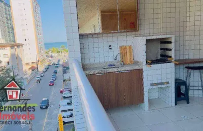 Apartamento vista mar meia quadra da praia  com 3 dormitórios à venda, 119 m² por r$ 750.000 - guilhermina - praia grande/sp