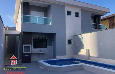 Sobrado com piscina 3 suítes, lado praia  à venda, 135 m² por r$ 990.000 tupi  praia grande sp