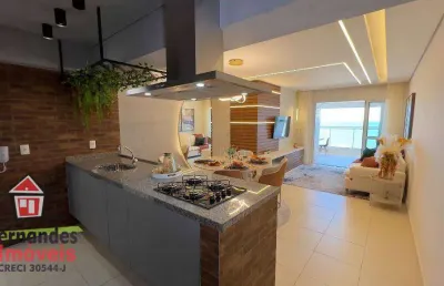 Apartamento decorado frente mar com 3 quartos sendo 2 suítes mais dependência à venda, 111 m² por r$ 1.800.000 - boqueirão - praia grande/sp