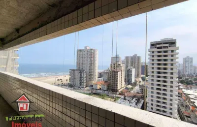Apartamento vista mar 150 metros da praia com 2 dormitórios 2 vagas à venda, 77 m² por r$ 630.000 - guilhermina - praia grande/sp