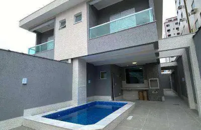 Sobrado novo com piscina 400 metros da praia 3 suítes à venda 151 m² por r$ 1.160.000  tupi  praia grande/sp