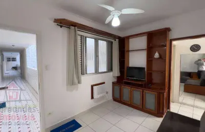 Apartamento mobiliado 1 dormitório, elevador 50 metros da praia para alugar definitivo pacote  30 m² por r$ 2.100 mês no boqueirão em  praia grande/sp