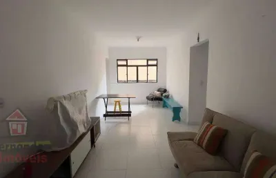 Apartamento mobiliado 100 metros da praia com 1 dormitório para alugar definitivo pacote, 50 m² por r$ 2.200 mês  aviação  praia grande sp